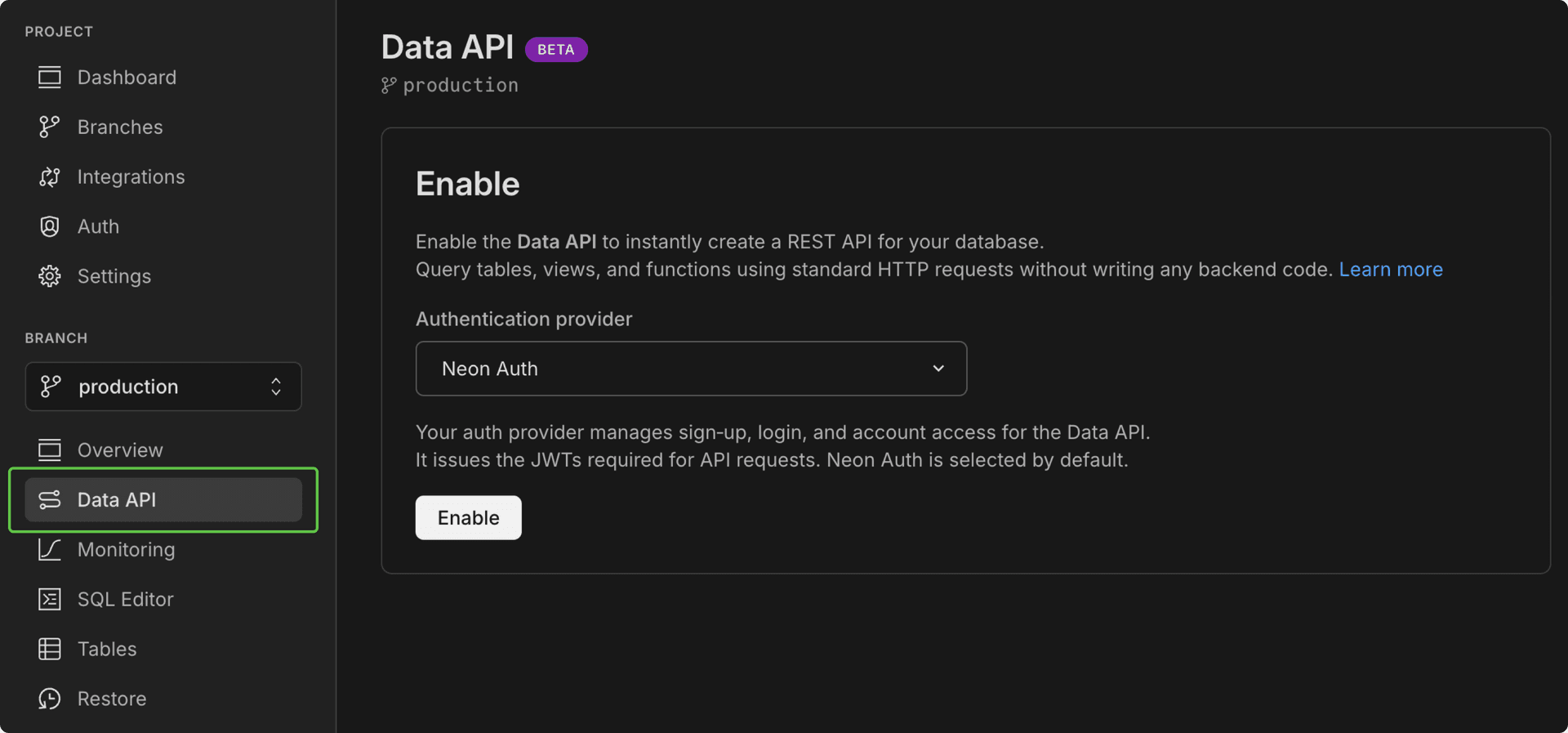 new data api page